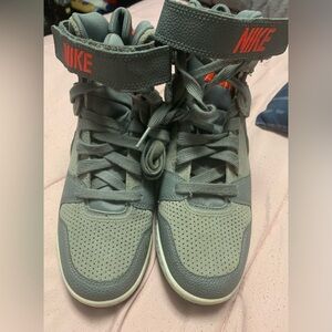Nike Kids Gray and Red High-Top Sneakers